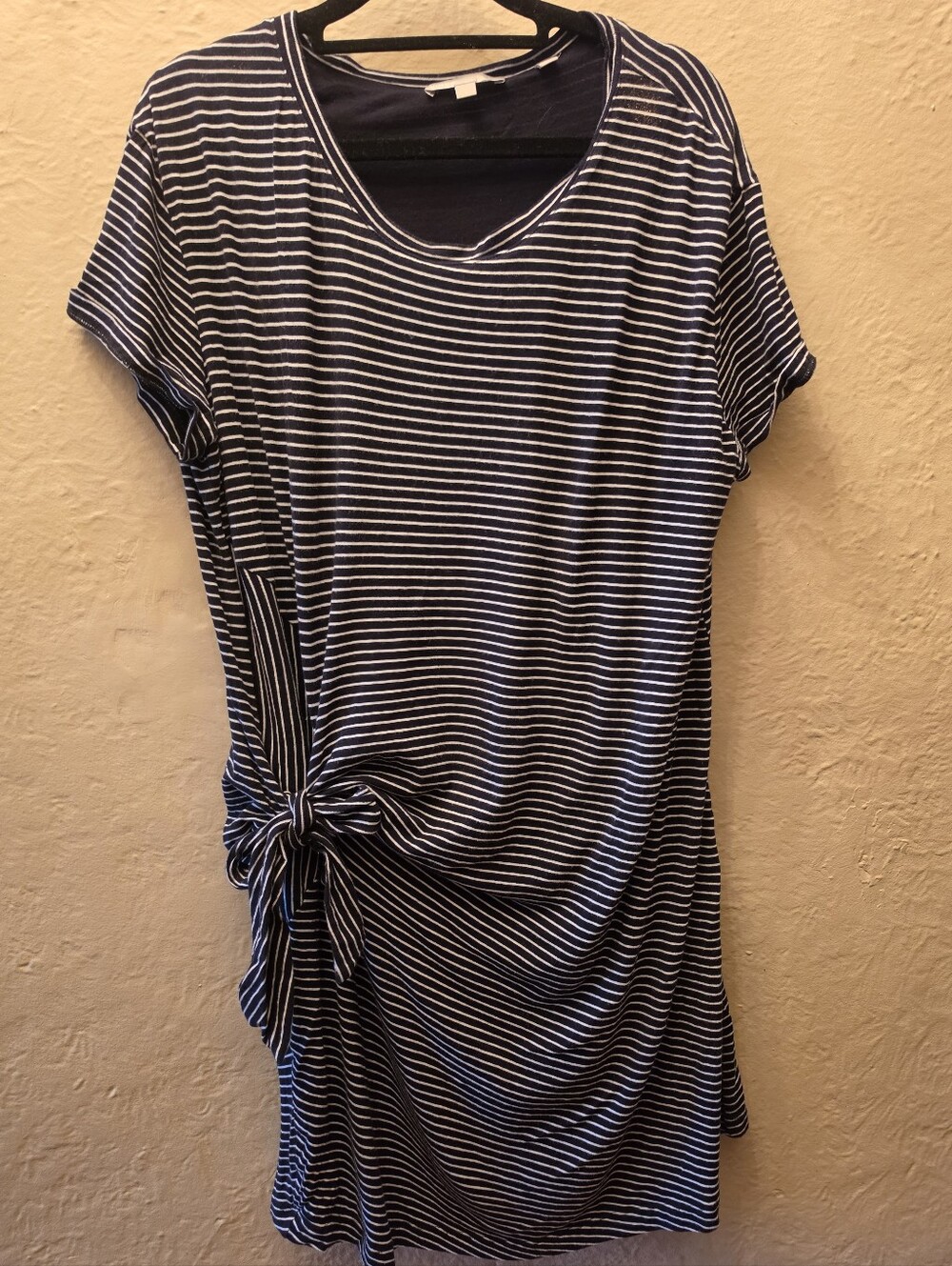 Vince Striped Tie Waist T Shirt Dress Large Side Knot Casual Minimalist